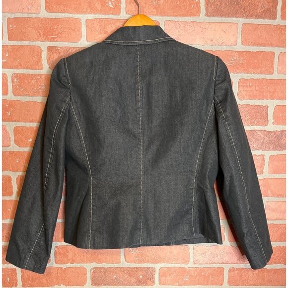 Kasper Women's Denim Sportswear Blazer Jacket Long Sleeve Two Pockets Size 4P - Picture 3 of 6